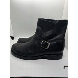 Classic Black Leather Ankle Boot with Buckle